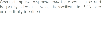 Channel impulse response may be done in time and frequency domains while transmitters in SFN are automatically identified. 